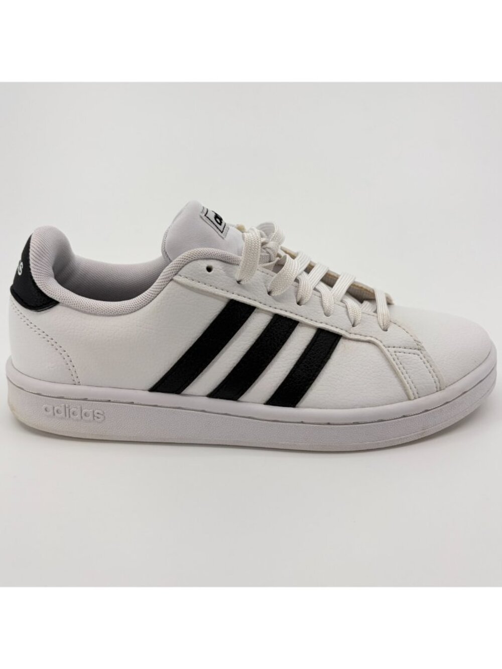 Adidas Grand Court Womens Size 7 White Black Athletic Leather Shoes Sneakers